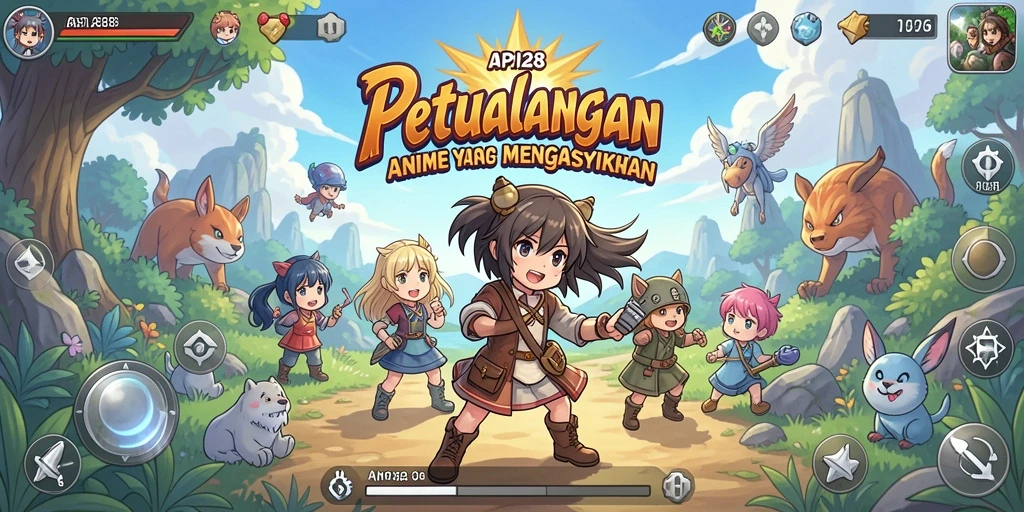 Screenshot gameplay menunjukkan karakter anime beraksi dalam pertarungan.