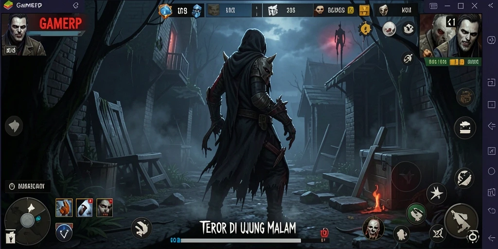 Screenshot utama GAMERP menampilkan aksi menegangkan dalam suasana Horror.