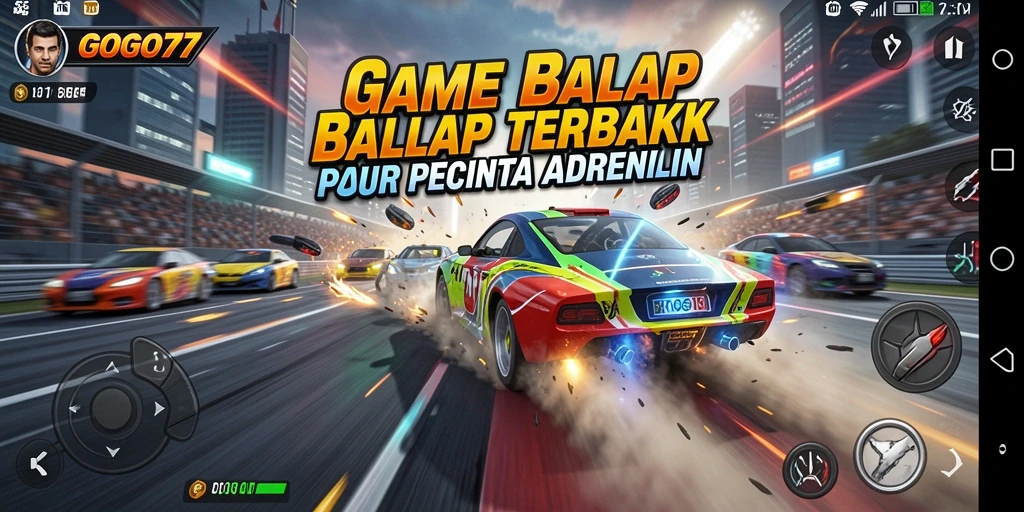 Tampilan gameplay GOGO77 dengan mobil balap yang memukau.