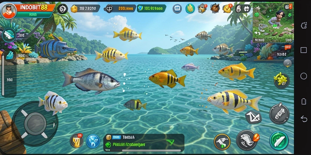 Tampilan gameplay Tembak Ikan di INDOBIT88 yang penuh aksi.