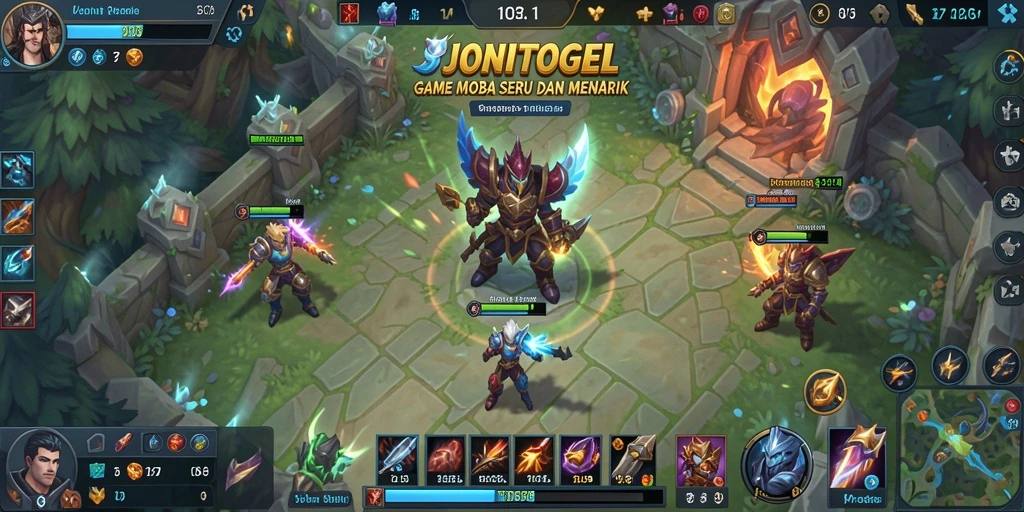 Screenshot menampilkan aksi intens dan strategi permainan MOBA.