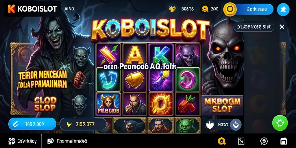 Screenshot gameplay KOBOISLOT menampilkan suasana horor yang mencekam.