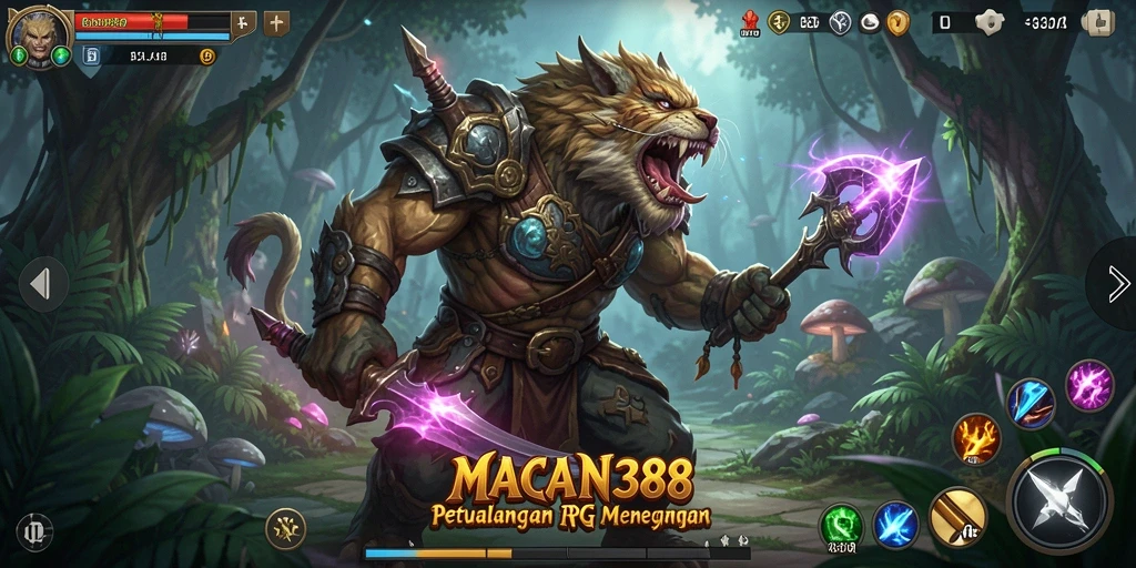 Tangkapan layar gameplay menampilkan karakter melawan monster dalam dunia RPG.
