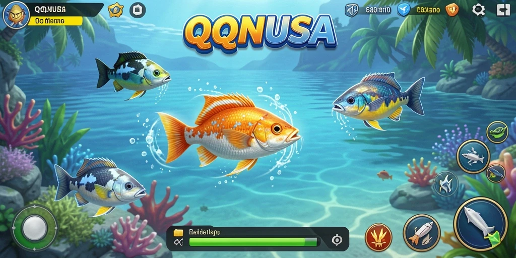 Tangkapan layar gameplay QQNUSA dengan aksi tembak ikan yang seru.