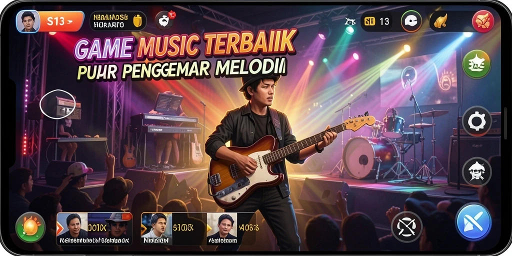 Screenshot utama S13 menampilkan gameplay seru dengan interaksi musik yang menyenangkan.