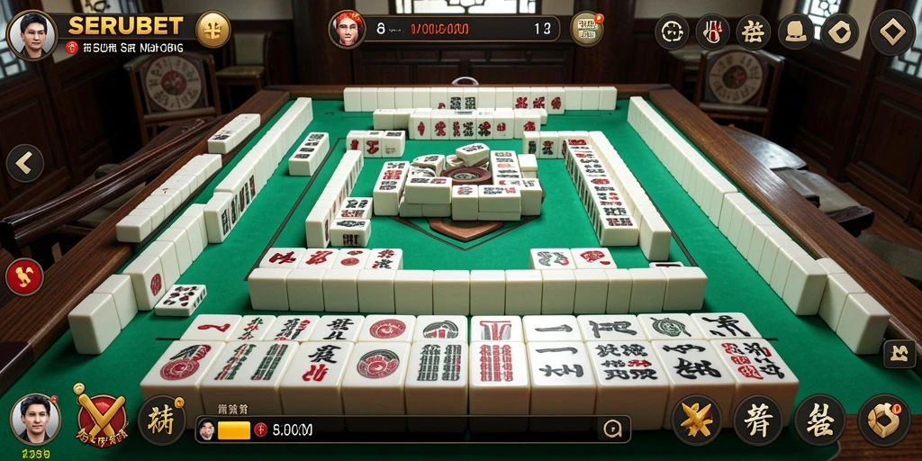 Tampilan menarik dari gameplay Mahjong di SERUBET.