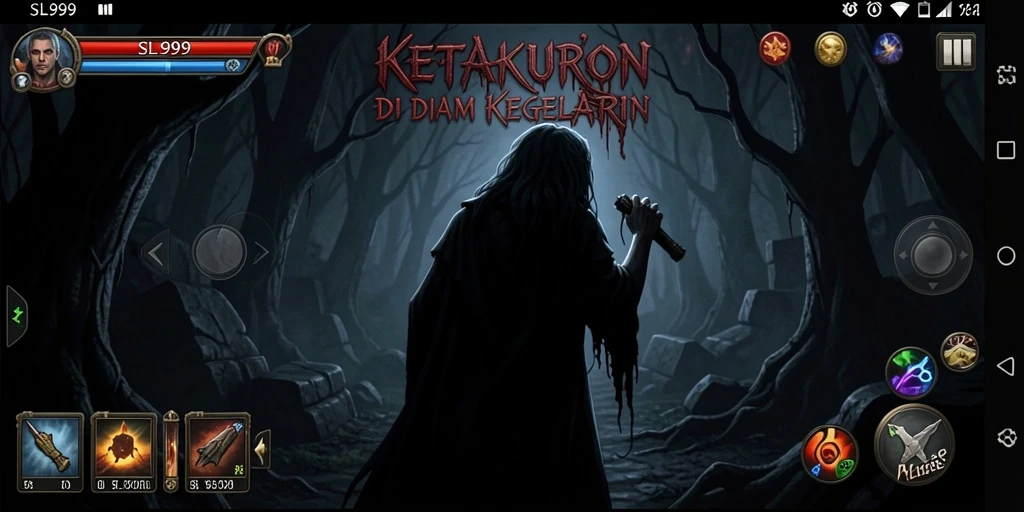 Gameplay SL999 dengan suasana horror yang mencekam.