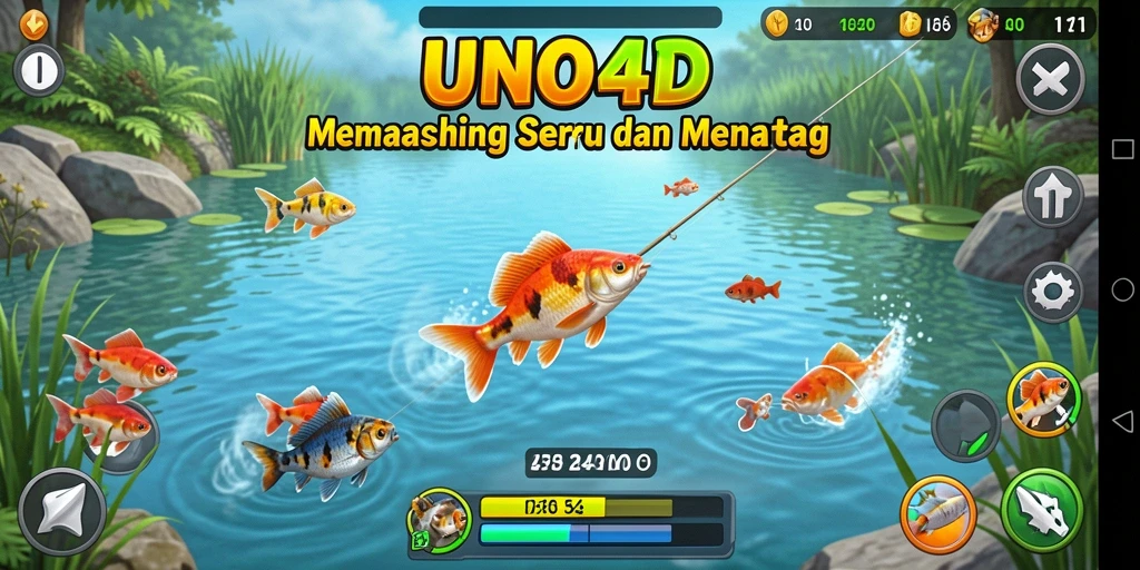 Menampilkan gameplay seru dalam permainan memancing UNO4D.