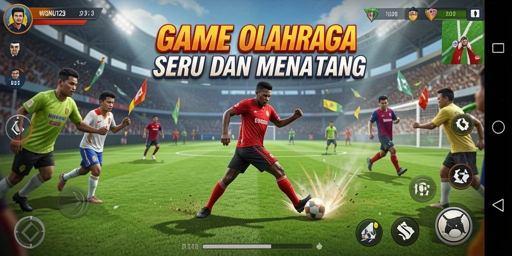 Tangkapan layar WISNU123 menampilkan gameplay olahraga yang seru.